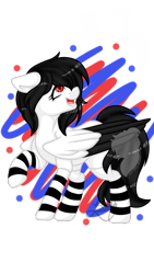 Size: 1080x1920 | Tagged: safe, artist:silentwolf-oficial, oc, oc only, pegasus, pony, clothes, looking back, looking up, pegasus oc, raised hoof, simple background, socks, striped socks, transparent background, two toned wings, watermark, wings