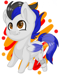 Size: 1080x1325 | Tagged: safe, artist:silentwolf-oficial, oc, oc only, pegasus, pony, colt, male, pegasus oc, signature, simple background, smiling, solo, transparent background, two toned wings, watermark, wings