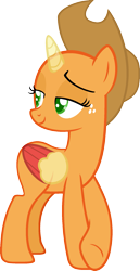 Size: 1107x2144 | Tagged: safe, artist:pegasski, oc, oc only, alicorn, pony, g4, grannies gone wild, alicorn oc, bald, base, bedroom eyes, eyelashes, female, freckles, hat, horn, looking back, mare, raised hoof, simple background, smiling, solo, transparent background, two toned wings, underhoof, wings