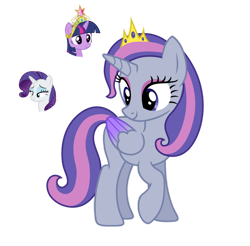 Size: 1280x1258 | Tagged: safe, artist:tenderrain-art, rarity, twilight sparkle, oc, alicorn, pony, g4, crown, female, jewelry, magical lesbian spawn, mare, offspring, parent:rarity, parent:twilight sparkle, parents:rarilight, regalia, simple background, transparent background, two toned wings, wings