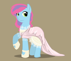 Size: 900x766 | Tagged: safe, alternate version, artist:askmerriweatherauthor, oc, oc only, oc:tootie frootie, pegasus, pony, clothes, dress, solo
