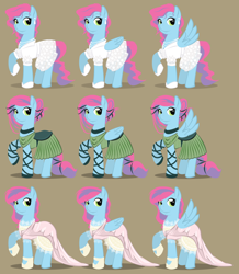 Size: 1280x1469 | Tagged: safe, alternate version, artist:askmerriweatherauthor, oc, oc only, oc:tootie frootie, pegasus, pony, clothes, dress, female, solo