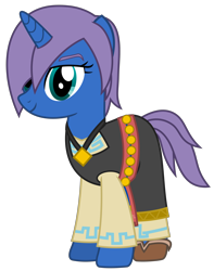 Size: 2426x3084 | Tagged: safe, artist:sketchmcreations, pony, unicorn, clothes, dress, female, hair over one eye, high res, jewelry, mare, necklace, npc, ponified, shoes, simple background, smiling, solo, the legend of zelda, the legend of zelda: breath of the wild, transparent background, vector