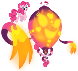 Size: 1280x1172 | Tagged: safe, artist:bearmation, pinkie pie, earth pony, pony, g4, balloon, crossover, dynamax, female, gigantamax, glowing eyes, macro, pokemon sword and shield, pokémon, simple background, solo, transparent background, vector