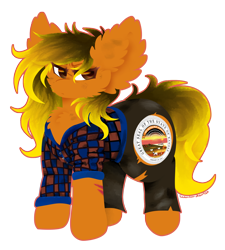 Size: 1470x1632 | Tagged: safe, artist:vanillaswirl6, oc, oc only, oc:kansas, pony, vanillaswirl6's state ponies, clothes, flannel, male, pants, simple background, solo, transparent background
