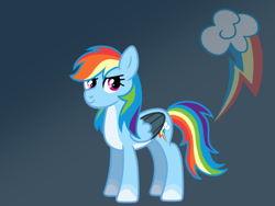 Size: 1024x768 | Tagged: safe, artist:rainydayjitters, rainbow dash, pegasus, pony, g4, alternate design, female, solo, two toned wings, wings