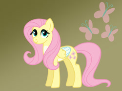 Size: 1024x768 | Tagged: safe, artist:rainydayjitters, fluttershy, pegasus, pony, g4, alternate design, female, pale belly, solo, two toned wings, wings