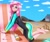 Size: 1216x1024 | Tagged: safe, artist:focusb, edit, editor:thomasfan45, fluttershy, human, equestria girls, g4, adorasexy, barefoot, barrette, beach, beach chair, beach hut, bedroom eyes, breasts, busty fluttershy, chair, clothes, cute, feet, female, fluttershy's wetsuit, geode of fauna, kneeling, legs, looking at you, magical geodes, sand, sandcastle, sexy, shyabetes, smiling, solo, sunscreen, swimsuit, wetsuit