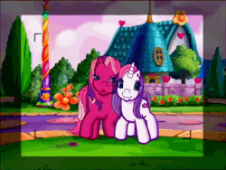 Size: 640x480 | Tagged: safe, edit, screencap, cheerilee (g3), pinkie pie (g3), scootaloo (g3), starsong, sweetie belle (g3), toola-roola, earth pony, pegasus, pony, unicorn, g3, rainbow dash's special day, animated, camera, female, mare, skateboard, sound, webm