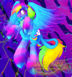 Size: 1724x1847 | Tagged: safe, artist:faunahoof, rainbow dash, pegasus, pony, g4, bright, creature, neon, pegasus wings, rainbow, tantrix, tantrixified, wings