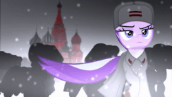 Size: 600x338 | Tagged: safe, artist:bastbrushie, starlight glimmer, pony, unicorn, g4, season 5, the cutie map, animated, army, blyat, clothes, coat, communism, crossing the memes, cyrillic, equal, equal cutie mark, equality, equalized, female, gif, google translate, hat, loop, marching, mare, meme, military, military uniform, moscow, russia, russian, russian meme, serious, serious face, snow, snowfall, soviet, soviet union, st. basil's cathedral, stalin glimmer, starlight glimmer in places she shouldn't be, tail, ushanka, video, youtube link