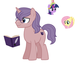 Size: 1280x1060 | Tagged: safe, artist:tenderrain-art, fluttershy, twilight sparkle, pony, unicorn, g4, big crown thingy, element of magic, glasses, jewelry, magical lesbian spawn, male, offspring, parent:fluttershy, parent:twilight sparkle, parents:twishy, regalia, simple background, stallion, transparent background