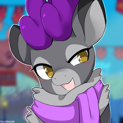 Size: 700x700 | Tagged: safe, artist:picklescatt, velvet (tfh), deer, reindeer, them's fightin' herds, alternate color palette, clothes, community related, female, icon, open mouth, scarf, solo