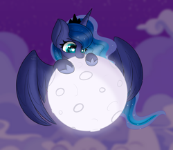 Size: 5346x4632 | Tagged: safe, artist:janelearts, princess luna, alicorn, pony, cute, ethereal mane, female, full moon, giant alicorn, giant pony, giga giant, lunabetes, macro, mare, mega luna, moon, nom, pony bigger than a planet, starry mane, starry tail, tangible heavenly object, weapons-grade cute