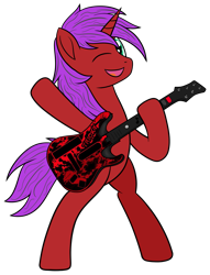 Size: 1187x1557 | Tagged: safe, artist:cloudy95, oc, oc only, oc:tricky, pony, unicorn, bipedal, guitar, male, musical instrument, simple background, solo, stallion, transparent background
