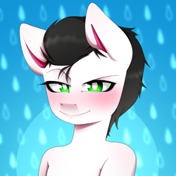 Size: 1500x1500 | Tagged: safe, artist:kenpon, oc, oc only, oc:skysprinter, adorable distress, blushing, cute, icon, looking at you, male, solo, stallion