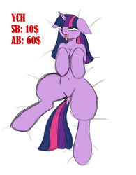 Size: 1563x2000 | Tagged: safe, artist:vaiola, twilight sparkle, pony, unicorn, g4, ahegao, belly button, commission, cute, female, fetish, floppy ears, looking up, lying, open mouth, simple background, sketch, solo, tail between legs, thick, thighs, tongue out, unicorn twilight, white background, ych example, ych sketch, your character here