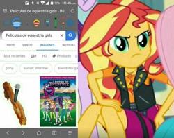 Size: 1073x854 | Tagged: safe, sunset shimmer, equestria girls, g4, my little pony equestria girls: better together, overpowered (equestria girls), bacon, food, google images, meat, meme, spanish, sunset shimmer is not amused, unamused