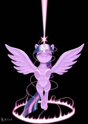 Size: 800x1131 | Tagged: safe, artist:darkdabula, twilight sparkle, alicorn, pony, g4, black background, female, magic, mare, simple background, solo, twilight sparkle (alicorn)
