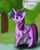 Size: 1128x1420 | Tagged: safe, artist:pew-screw, twilight sparkle, alicorn, pony, g4, blurry background, chest fluff, cutie mark, female, mare, solo, speech bubble, tempting fate, twilight day, twilight sparkle (alicorn), walking, wings