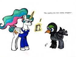 Size: 500x375 | Tagged: safe, princess celestia, g4, nicole oliver, pigeon pony, thimbleweed park, voice actor joke