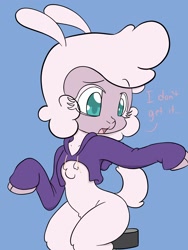 Size: 1536x2048 | Tagged: safe, artist:steelsoul, pom (tfh), lamb, sheep, them's fightin' herds, clothes, community related, dialogue, hoodie, sweater