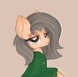 Size: 2861x2813 | Tagged: safe, artist:janelearts, oc, oc only, pony, bust, clothes, female, high res, hoodie, mare, portrait, simple background, solo