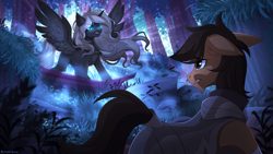 Size: 2700x1518 | Tagged: safe, artist:redchetgreen, oc, oc only, oc:malice, alicorn, earth pony, pony, alicorn oc, armor, forest, horn, scenery, scenery porn, wings