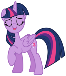 Size: 5712x6494 | Tagged: safe, artist:estories, twilight sparkle, alicorn, pony, g4, what lies beneath, absurd resolution, eyes closed, female, mare, open mouth, raised hoof, simple background, solo, transparent background, twilight sparkle (alicorn), vector