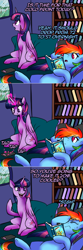 Size: 750x2254 | Tagged: safe, artist:wingspiral, rainbow dash, twilight sparkle, alicorn, pegasus, pony, ask pun, g4, 20% cooler, 3 panel comic, ask, book, calculator, comic, dialogue, facehoof, female, glowing horn, horn, mare, meme, twilight sparkle (alicorn)