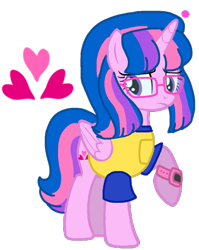 Size: 861x1080 | Tagged: safe, alternate version, artist:徐詩珮, oc, oc only, oc:hsu amity, alicorn, pony, alicorn oc, base used, clothes, eyelashes, female, frown, glasses, horn, mare, not twilight sparkle, raised hoof, simple background, solo, transparent background, watch, wings