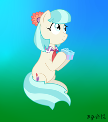 Size: 1600x1800 | Tagged: safe, artist:音悦, coco pommel, earth pony, pony, g4, female, gradient background, present, solo
