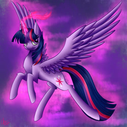 Size: 1280x1280 | Tagged: safe, artist:mysteryart716, twilight sparkle, alicorn, pony, g4, female, glowing horn, horn, mare, redraw, solo, twilight sparkle (alicorn)