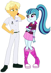 Size: 1240x1785 | Tagged: safe, artist:maretrick, artist:masem, edit, ragamuffin (g4), sonata dusk, equestria girls, equestria girls specials, g4, my little pony equestria girls: better together, my little pony equestria girls: rainbow rocks, my little pony equestria girls: spring breakdown, belt, clothes, female, freckles, jeans, male, pants, shipping, shirt, shoes, simple background, sonamuffin, straight, transparent background, vector, watch