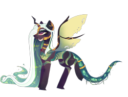 Size: 2500x1900 | Tagged: safe, artist:sunnchild, oc, oc only, changeling, draconequus, hybrid, female, interspecies offspring, offspring, parent:discord, parent:queen chrysalis, parents:discolis, simple background, solo, transparent background