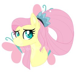 Size: 800x762 | Tagged: safe, artist:traveleraoi, fluttershy, pegasus, pony, g4, the last problem, colored pupils, cutie mark, ear fluff, female, hairpin, older, older fluttershy, ponytail, simple background, smiling, solo, transparent background, watermark