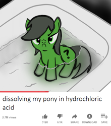 Size: 538x611 | Tagged: safe, artist:eels, edit, oc, oc:filly anon, earth pony, pony, :<, acid, bathtub, caption, female, filly, meme, ponified, ponified animal photo, solo