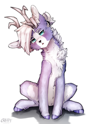 Size: 2280x3048 | Tagged: safe, artist:suplolnope, oc, oc only, oc:aurryhollows, deer, deer pony, original species, pony, cheek fluff, chest fluff, high res, simple background, solo, white background