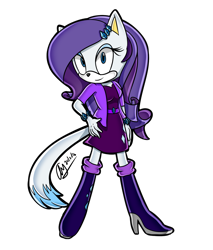 Size: 1258x1474 | Tagged: safe, artist:mysteryart716, part of a set, rarity, cat, mobian, anthro, plantigrade anthro, g4, bracelet, catified, clothes, female, jewelry, shoes, simple background, solo, sonic the hedgehog (series), sonicified, species swap, style emulation, transparent background, yuji uekawa style