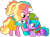 Size: 1331x996 | Tagged: safe, alternate version, artist:徐詩珮, luster dawn, oc, oc:velvet berrytwist, alicorn, pony, unicorn, bubbleverse, series:sprglitemplight diary, series:sprglitemplight life jacket days, series:springshadowdrops diary, series:springshadowdrops life jacket days, g4, alicornified, alternate universe, background removed, backpack, base used, clothes, collar, crossed hooves, dress, duo, everest (paw patrol), eyelashes, female, filly, frown, hat, lying down, magical lesbian spawn, magical threesome spawn, mare, multiple parents, next generation, offspring, parent:glitter drops, parent:spring rain, parent:tempest shadow, parent:twilight sparkle, parents:glittershadow, parents:sprglitemplight, parents:springdrops, parents:springshadow, parents:springshadowdrops, paw patrol, prone, race swap, raised hoof, simple background, smiling, teenager, tracker (paw patrol), transparent background, younger