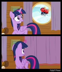 Size: 1288x1496 | Tagged: safe, edit, edited screencap, editor:teren rogriss, screencap, twilight sparkle, alicorn, insect, ladybug, pony, g4, once upon a zeppelin, airship, coccinellidaephobia, twilight sparkle (alicorn)