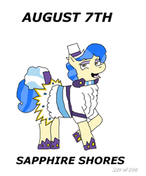 Size: 1000x1200 | Tagged: safe, artist:eunos, sapphire shores, earth pony, pony, g4, clothes, digital art, dress, female, hat, shoes, simple background, smiling, solo, transparent background