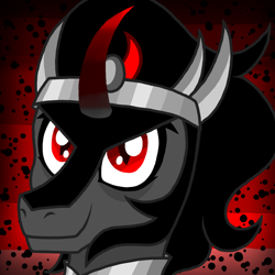 Size: 800x800 | Tagged: safe, artist:php185, king sombra, pony, g4, >:), face, helmet, male, solo, young