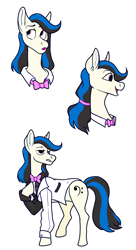 Size: 1200x2200 | Tagged: safe, artist:malphym, oc, oc only, oc:downbeat, earth pony, pony, bowtie, clothes, female, magical lesbian spawn, mare, offspring, open mouth, parent:octavia melody, parent:vinyl scratch, parents:scratchtavia, raised hoof, shirt, solo, suit