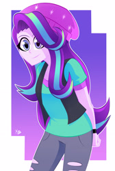 Size: 2196x3264 | Tagged: safe, artist:xan-gelx, starlight glimmer, equestria girls, g4, abstract background, beanie, female, hat, high res, solo