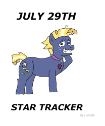 Size: 1000x1200 | Tagged: safe, artist:eunos, star tracker, earth pony, pony, g4, once upon a zeppelin, digital art, freckles, grin, jewelry, male, necklace, nervous, nervous smile, simple background, smiling, solo, transparent background