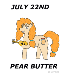 Size: 1000x1200 | Tagged: safe, artist:eunos, pear butter, earth pony, pony, g4, the perfect pear, digital art, female, musical instrument, simple background, smiling, solo, transparent background, ukulele
