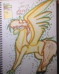 Size: 1080x1350 | Tagged: safe, artist:olyaandspid, oc, oc only, hippogriff, hippogriff oc, reference sheet, solo, traditional art