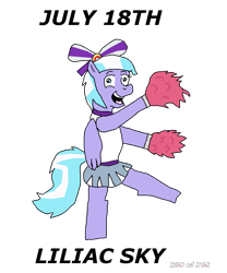 Size: 1000x1200 | Tagged: safe, artist:eunos, lilac sky, pegasus, pony, g4, bow, cheerleader, cheerleader outfit, clothes, digital art, hair bow, pom pom, simple background, smiling, solo, transparent background