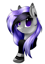 Size: 1062x1528 | Tagged: safe, alternate version, artist:intfighter, oc, oc only, earth pony, pony, background removed, bust, clothes, ear piercing, piercing, scarf, simple background, solo, transparent background